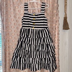 Rare Editions Black and White Striped Ruffle Dress